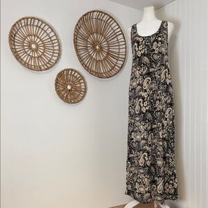 Joan Vass Black and Cream paisley Patterned Dress